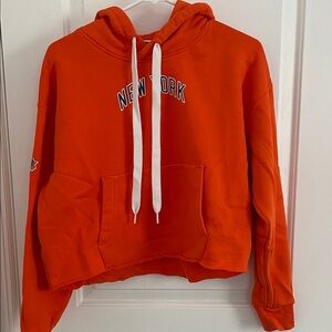 Nike New York Knicks Cropped Orange Hoodie - Small